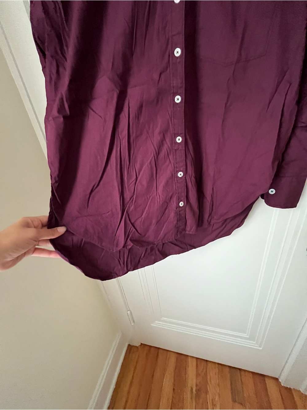 Anthropologie Button-Up Shirt in Deep Burgundy - Picture 4 of 7